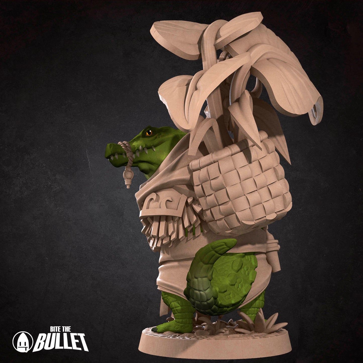 Bullet Town Forest Village, Crocodilian Warden | D&D Pathfinder TTRPG Miniature | Bite the Bullet
