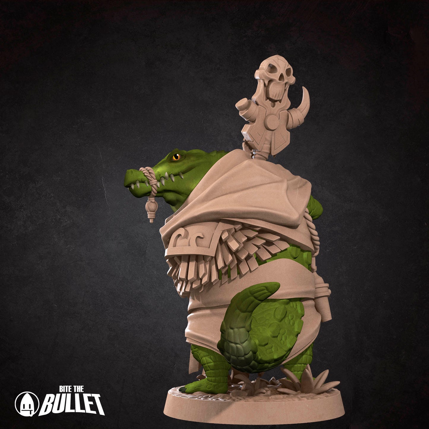 Bullet Town Forest Village, Crocodilian Warden | D&D Pathfinder TTRPG Miniature | Bite the Bullet