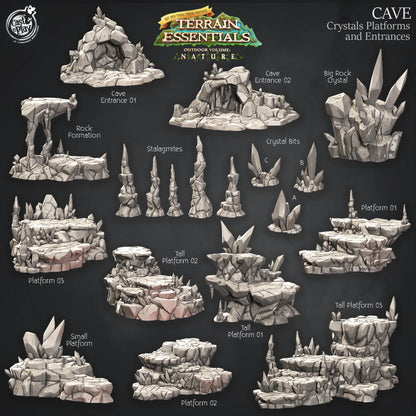 Cave Terrain Set | TTRPG Scatter Diorama Dollhouse Miniature | Terrain Essentials