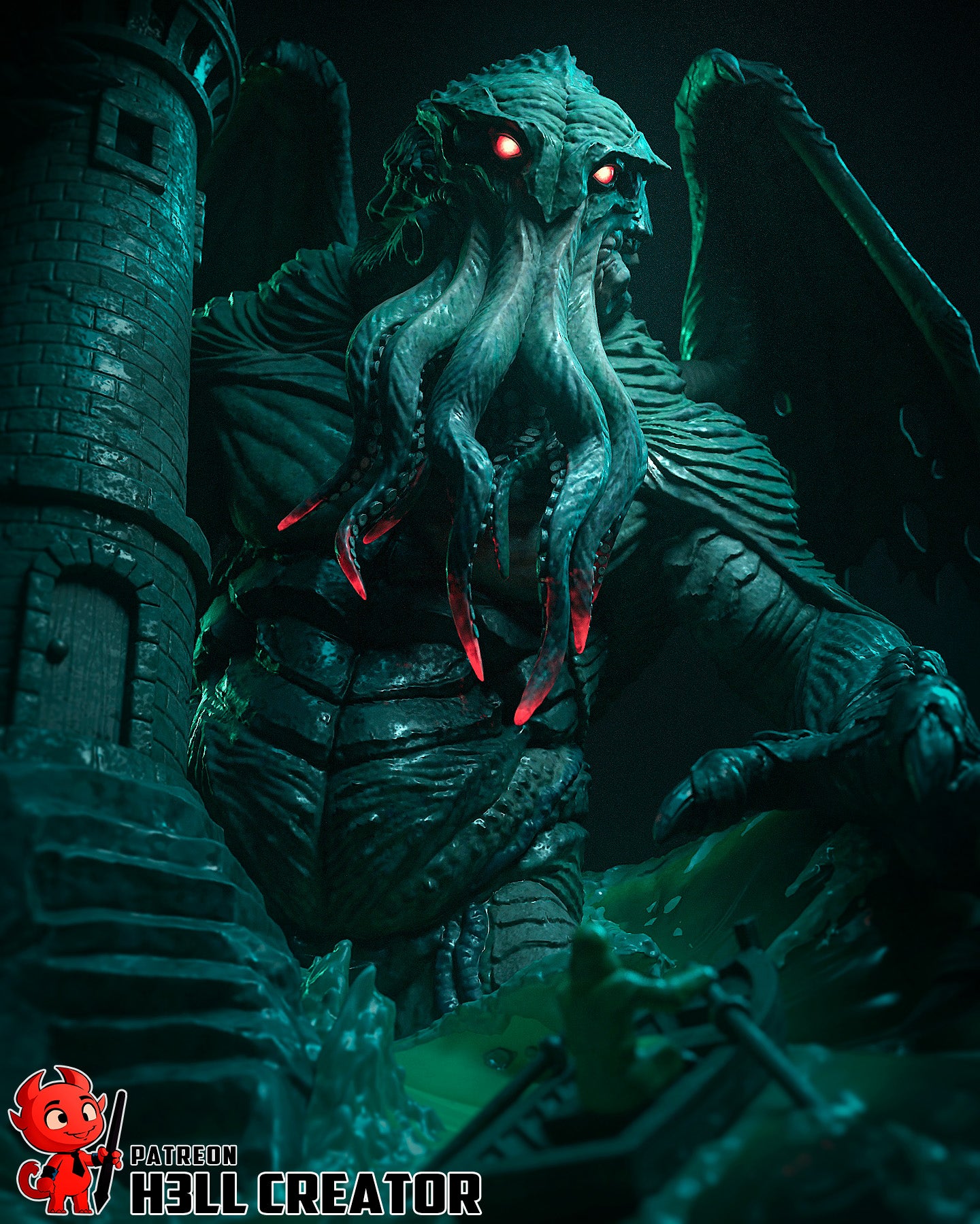 Cthulhu, The Ancient One | Resin Garage Kit Figure Game Fan Art | h3LL creator