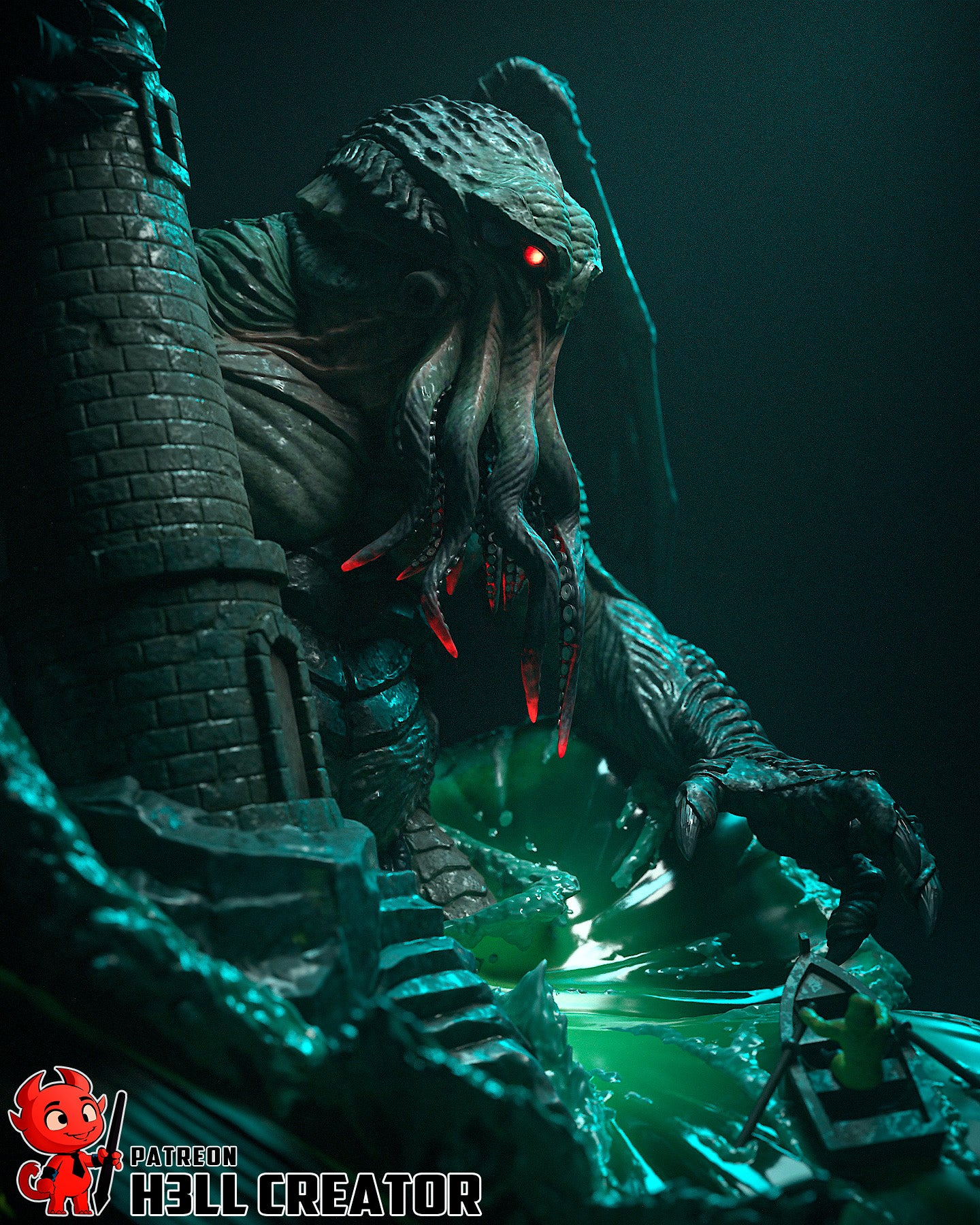 Cthulhu, The Ancient One | Resin Garage Kit Figure Game Fan Art | h3LL creator