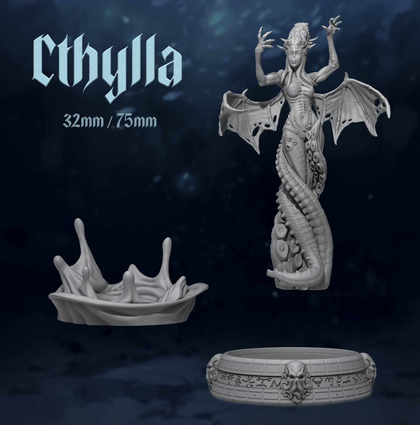 Cthylla | Tabletop or Display Scale | D&D TTRPG Fantasy Miniature | Dungeons and Maidens