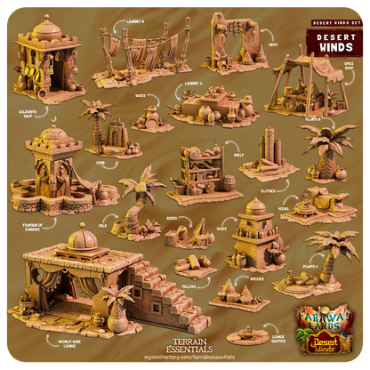 Desert Winds Set | TTRPG Scatter Diorama Dollhouse Miniature | Terrain Essentials