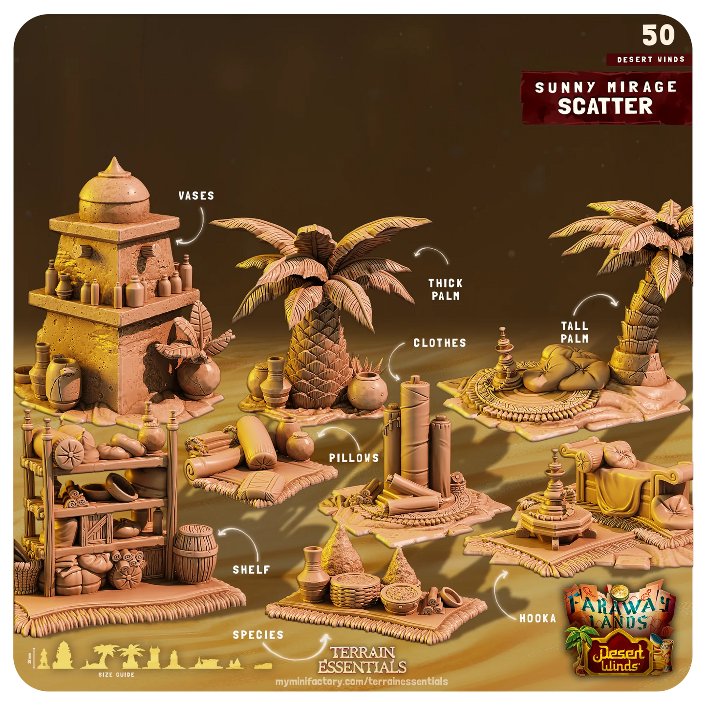 Desert Winds Set | TTRPG Scatter Diorama Dollhouse Miniature | Terrain Essentials