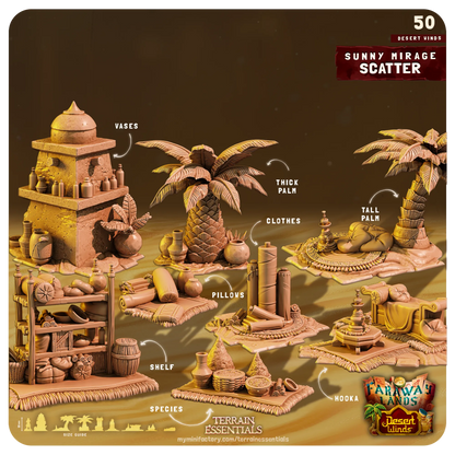 Desert Winds Set | TTRPG Scatter Diorama Dollhouse Miniature | Terrain Essentials