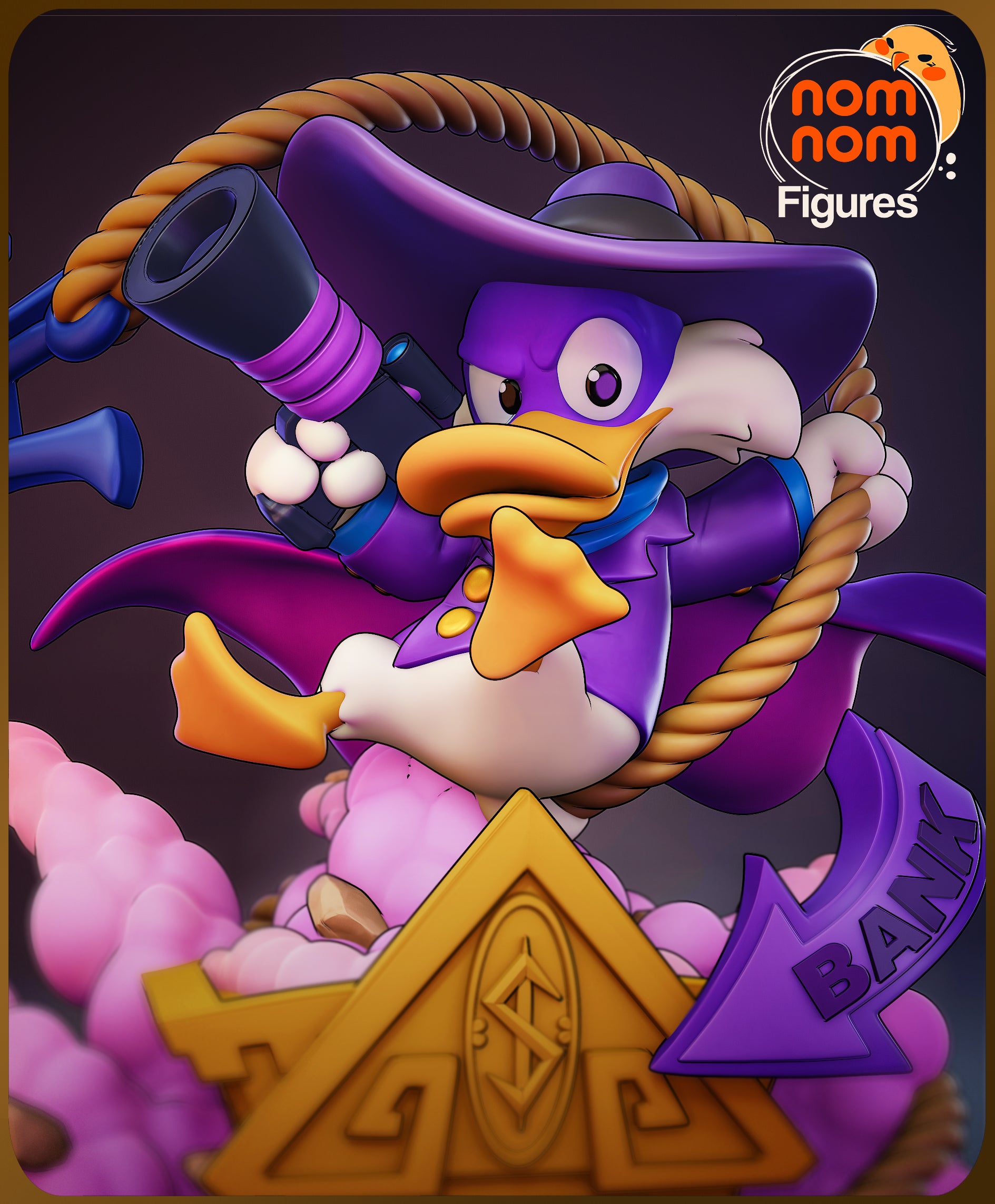 Darkwing Duck resin garage kit figure from Tattles Told 3D, detailed Chibi Gettin' Dangerous anime fan art by Nomnom Figures.
