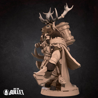 Bullet Town Forest Village, Deerfolk Shaman | D&D Pathfinder TTRPG Miniature | Bite the Bullet