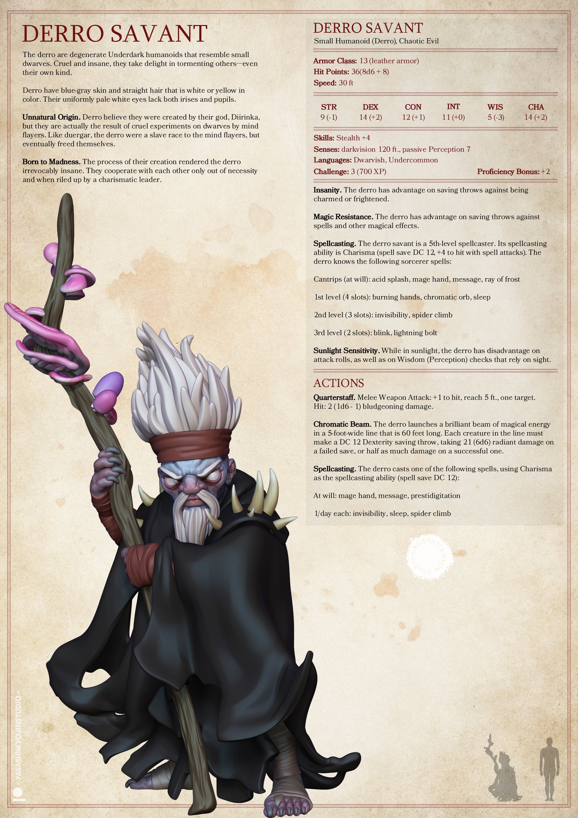 Derro | D&D TTRPG Monster Miniature | Yasashii Kyojin Studio