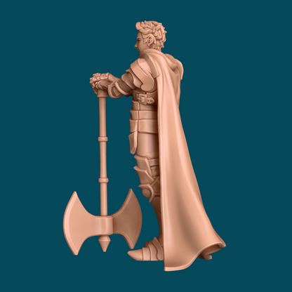 Deus, a normal human fighter miniature from Tattles Told 3D's TTRPG D&D collection, featuring a humanoid figure with armor and weapon.