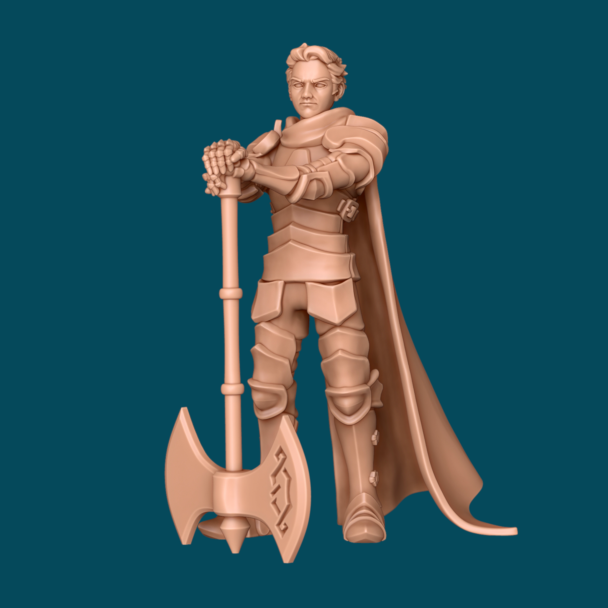 Deus, a normal human fighter miniature from Tattles Told 3D's D&D TTRPG collection, standing in a ready combat pose.
