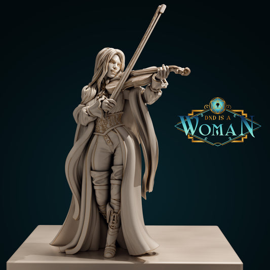Dhampir Bard Vincentia | D&D TTRPG Miniature | DnD Is A Woman | NO BASE