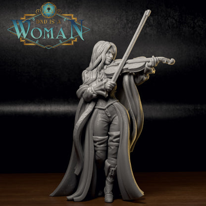 Dhampir Bard Vincentia | D&D TTRPG Miniature | DnD Is A Woman | NO BASE