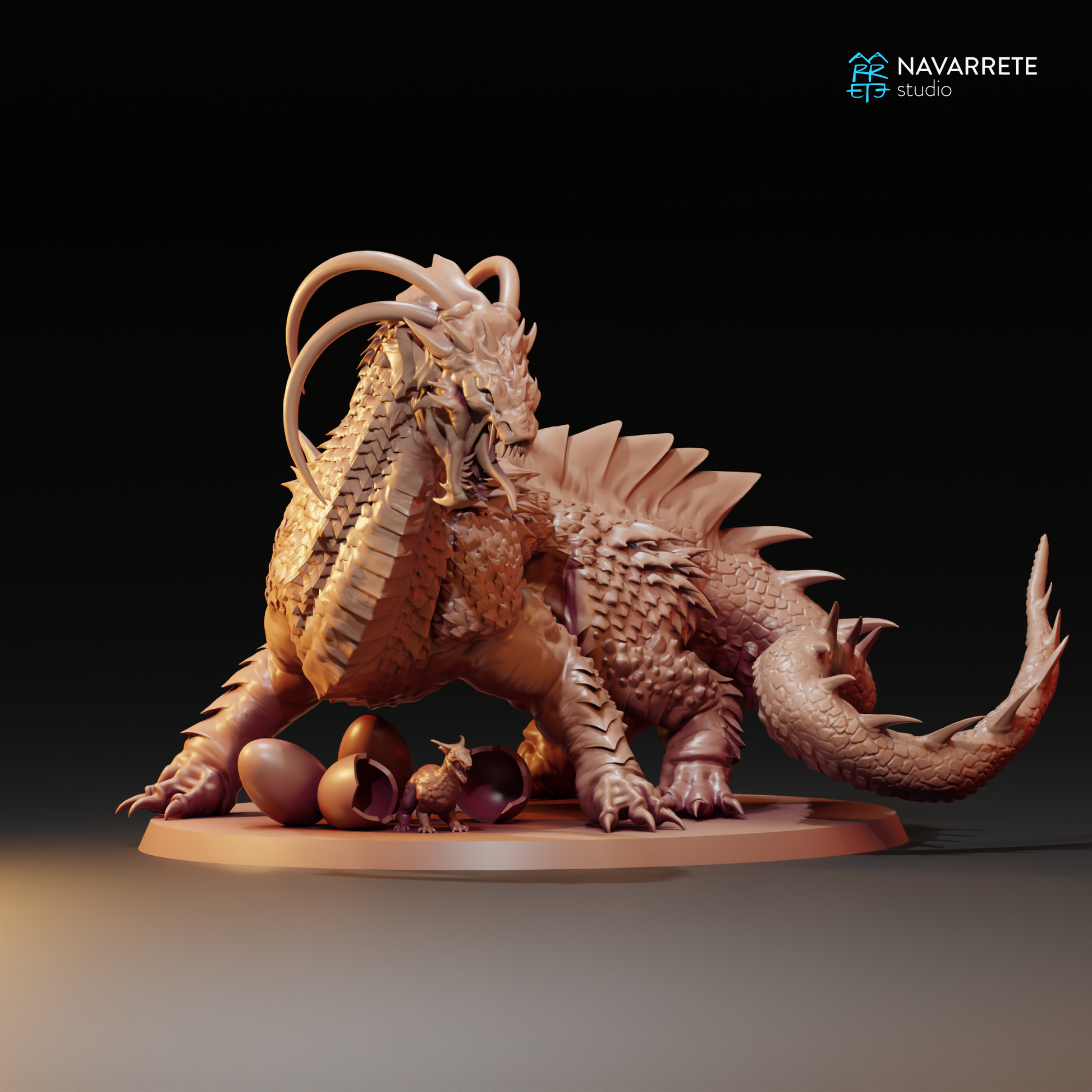 Detailed image of the Dragon of Depths tabletop gaming miniature by Tattles Told 3D, featuring a fierce dragon with intricate scales.