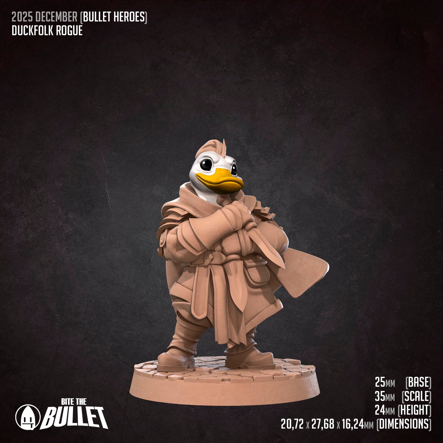 Bullet Heroes, Duckfolk Rogue | D&D Pathfinder TTRPG Miniature | Bite the Bullet