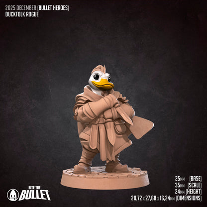 Bullet Heroes, Duckfolk Rogue | D&D Pathfinder TTRPG Miniature | Bite the Bullet