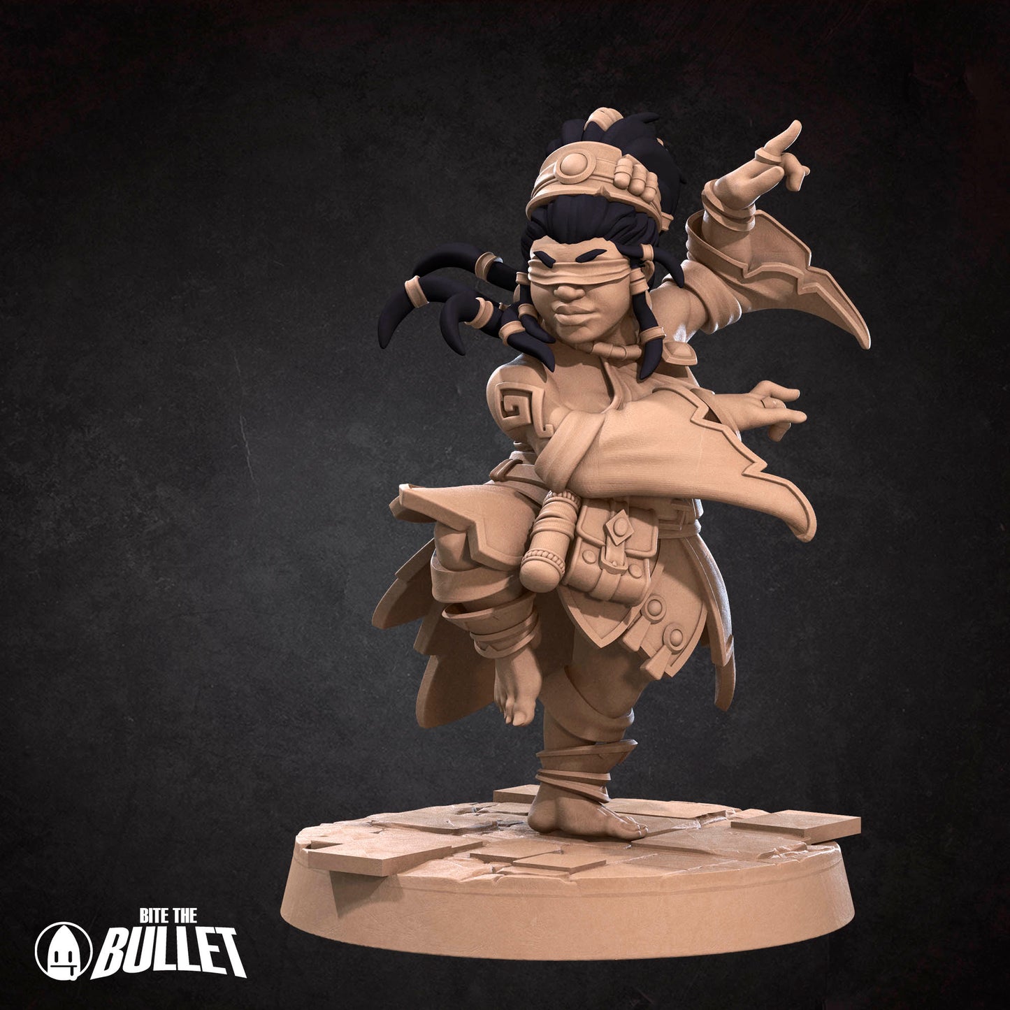 Bullet Heroes, Dwarf Monk | D&D Pathfinder TTRPG Miniature | Bite the Bullet