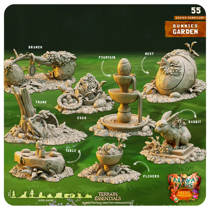 Easter Bunnyland Set | TTRPG Scatter Diorama Dollhouse Miniature | Terrain Essentials