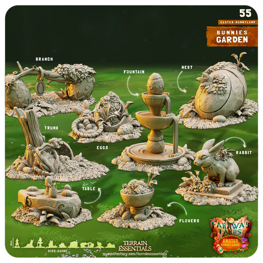 Easter Bunnyland Set | TTRPG Scatter Diorama Dollhouse Miniature | Terrain Essentials