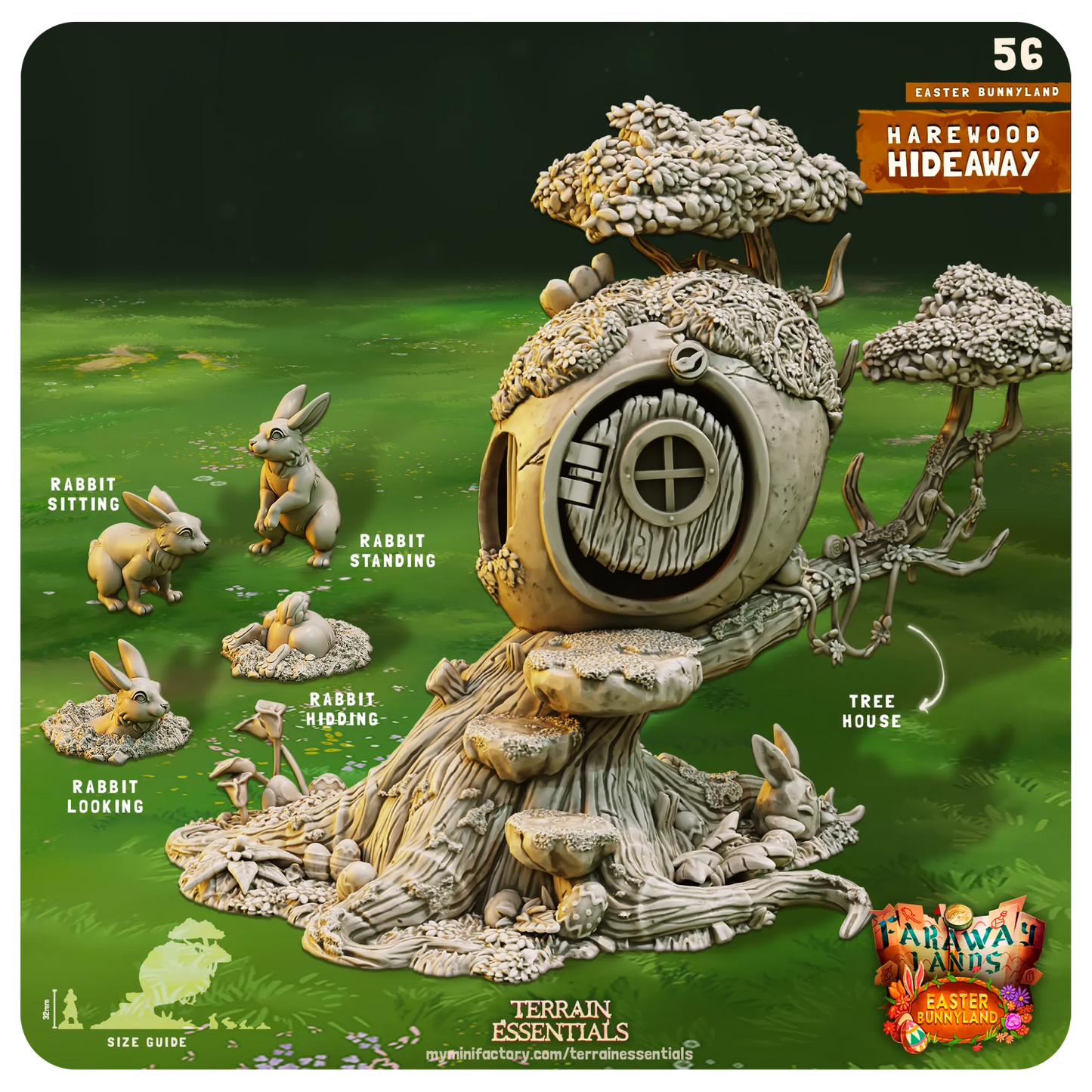 Easter Bunnyland Set | TTRPG Scatter Diorama Dollhouse Miniature | Terrain Essentials