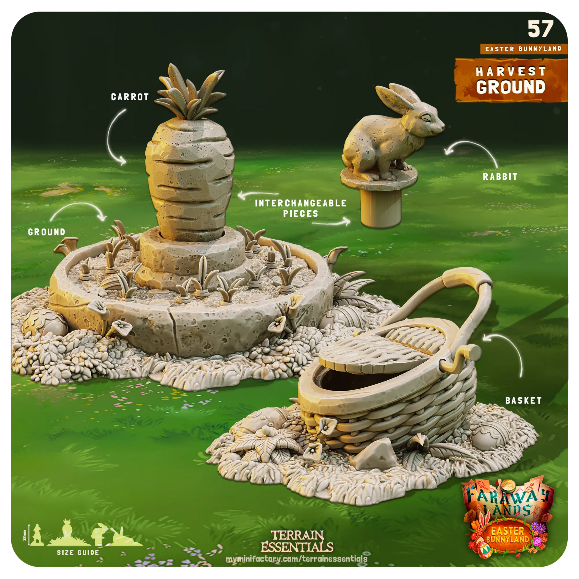 Easter Bunnyland Set | TTRPG Scatter Diorama Dollhouse Miniature | Terrain Essentials