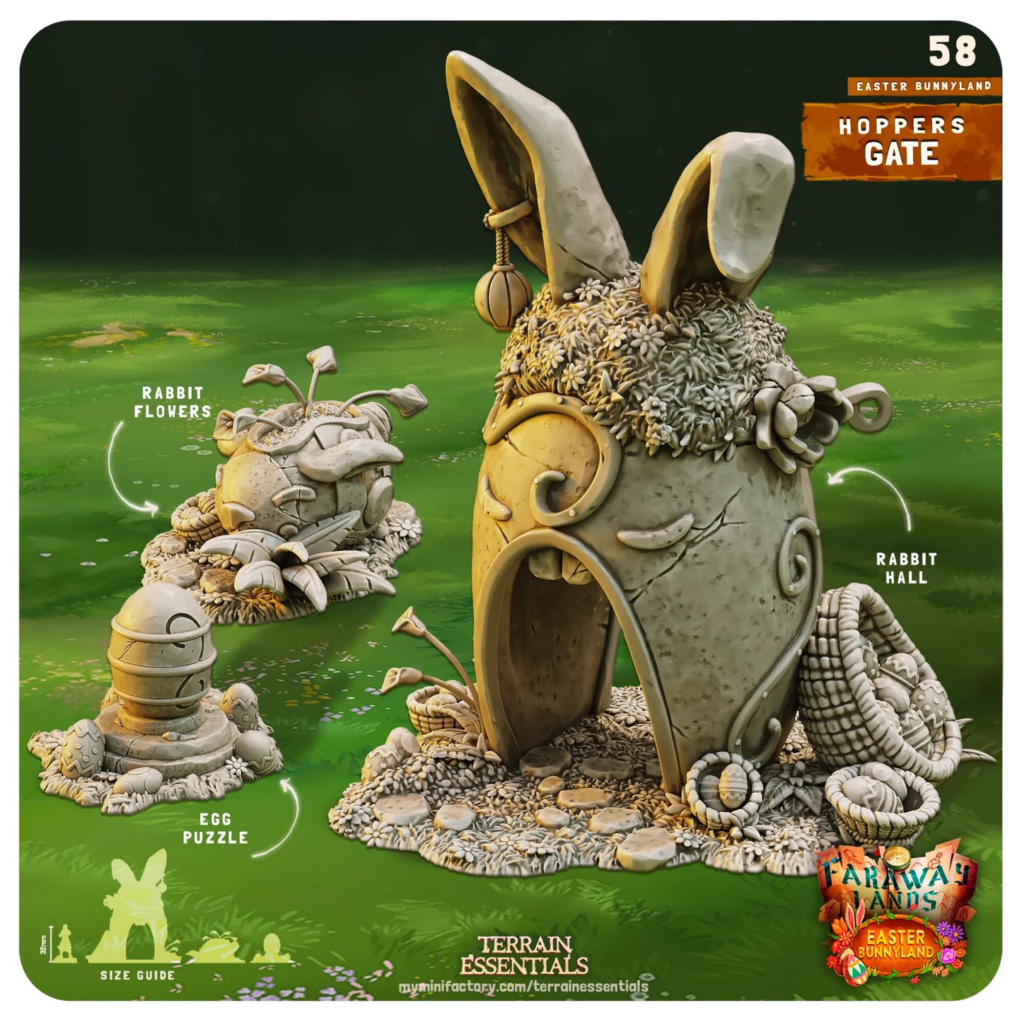 Easter Bunnyland Set | TTRPG Scatter Diorama Dollhouse Miniature | Terrain Essentials