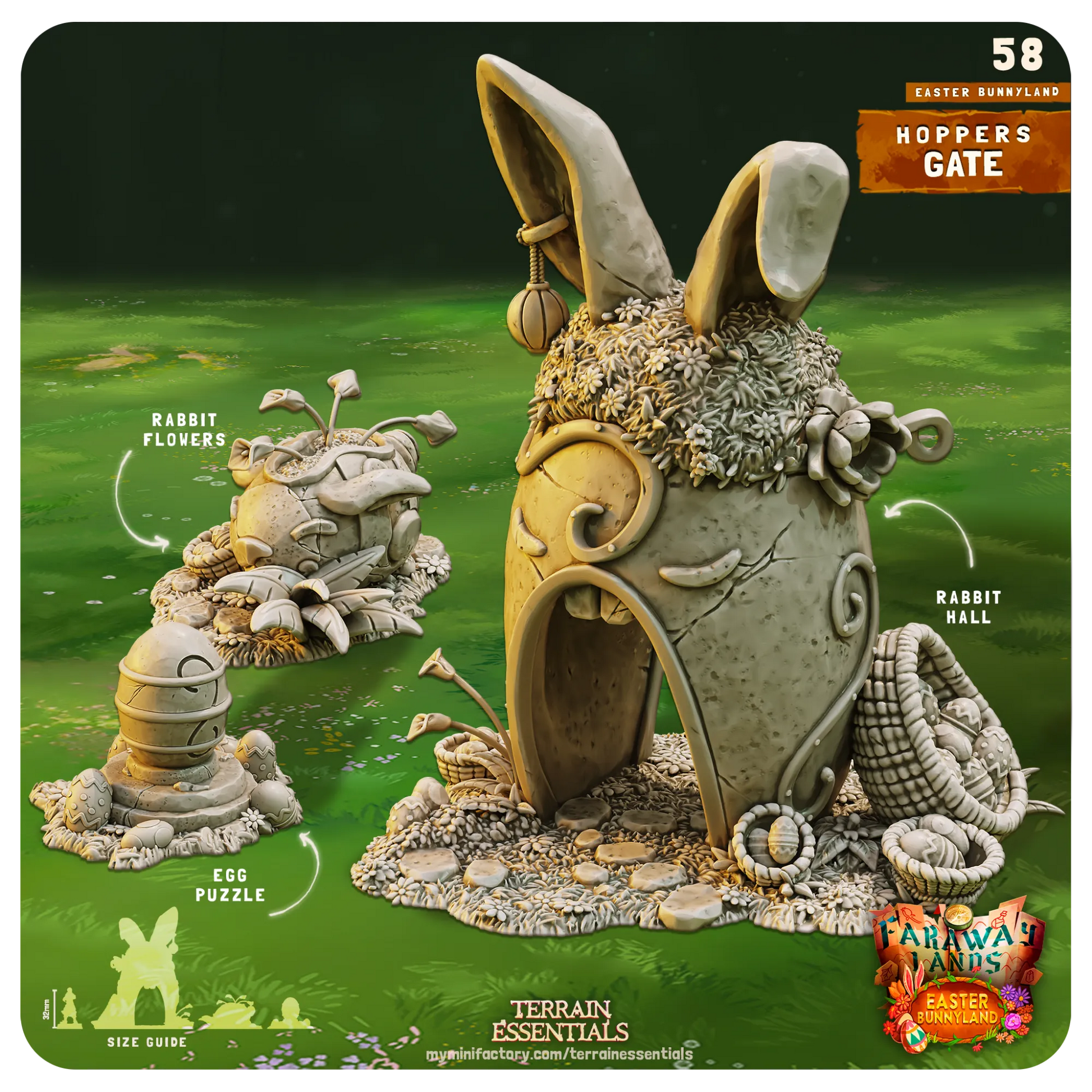 Easter Bunnyland Set | TTRPG Scatter Diorama Dollhouse Miniature | Terrain Essentials