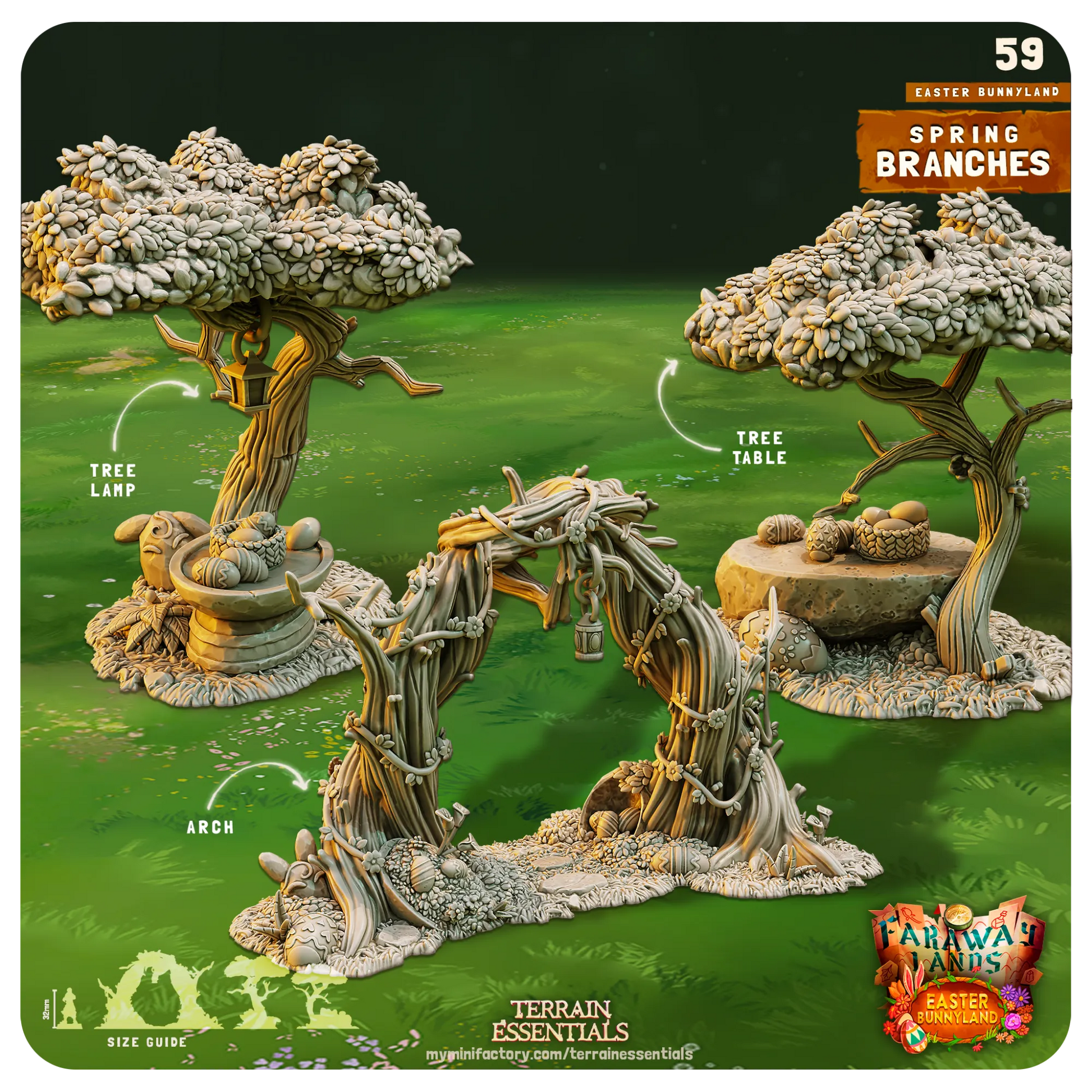 Easter Bunnyland Set | TTRPG Scatter Diorama Dollhouse Miniature | Terrain Essentials