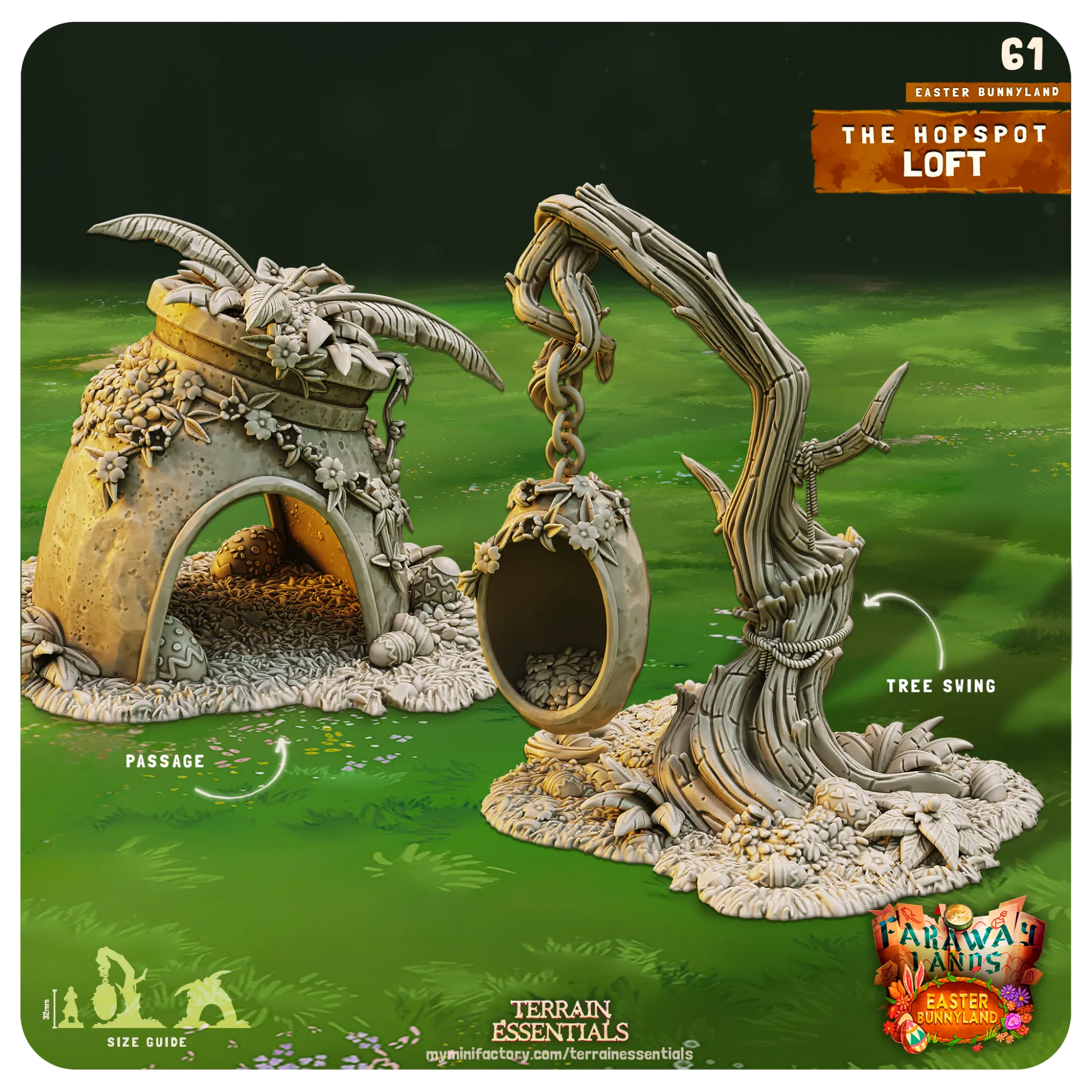 Easter Bunnyland Set | TTRPG Scatter Diorama Dollhouse Miniature | Terrain Essentials