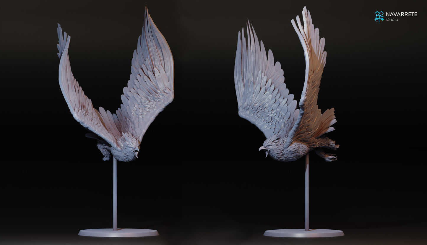 Detailed miniature of a giant eagle from Tattles Told 3D for tabletop gaming, featuring intricate feathers and a commanding pose.