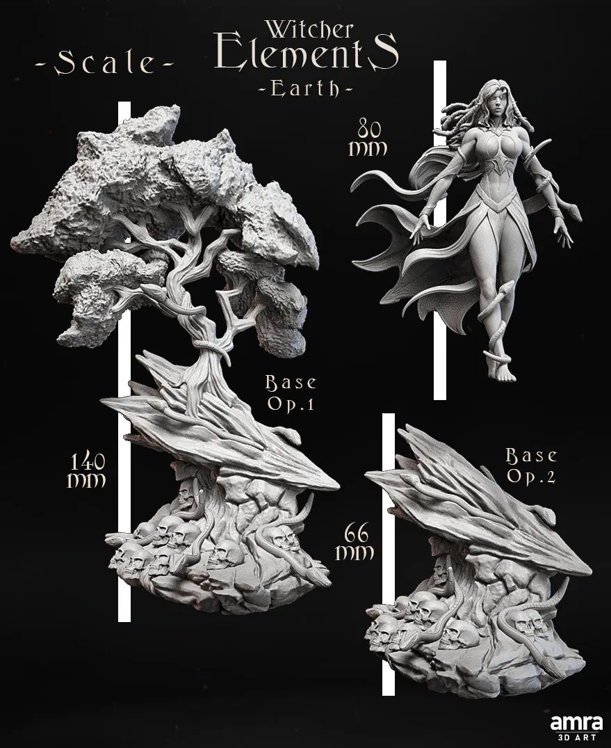 Witcher Elements, Beautiful Female Nature Figures | Display Statues | Amra 3D Art