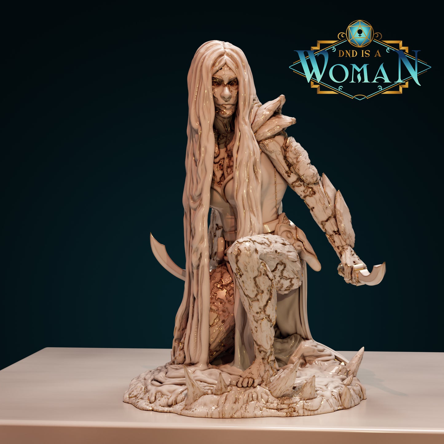 Earth Genasi Rogue, Fiamma | D&D TTRPG Miniature | DnD Is A Woman | NO BASE