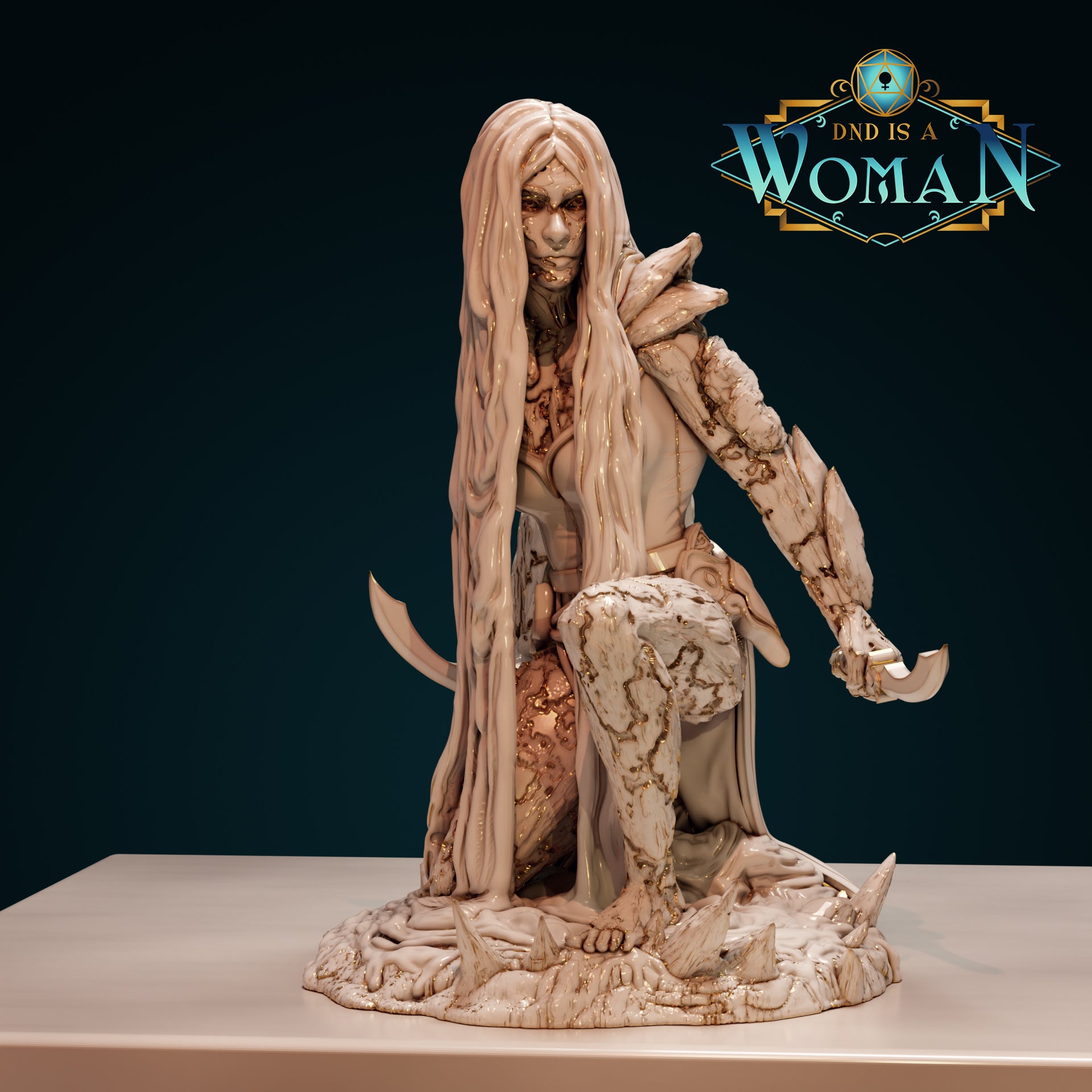 Earth Genasi Rogue, Fiamma | D&D TTRPG Miniature | DnD Is A Woman | NO BASE