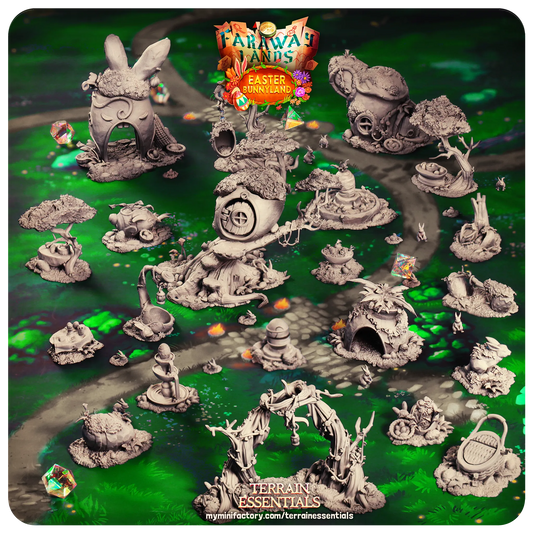 Easter Bunnyland Set | TTRPG Scatter Diorama Dollhouse Miniature | Terrain Essentials