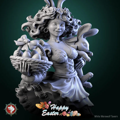 Easter Rabbit Bunny Girl | Gaming or Display Miniature | White Werewolf Tavern