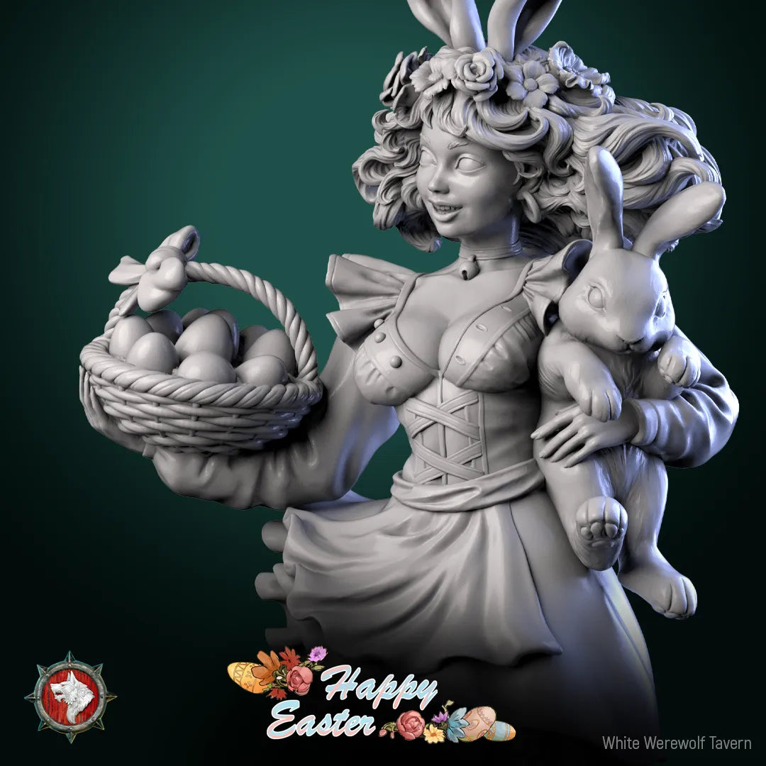 Easter Rabbit Bunny Girl | Gaming or Display Miniature | White Werewolf Tavern