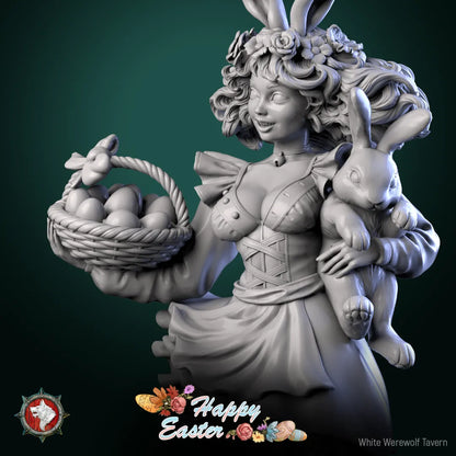 Easter Rabbit Bunny Girl | Gaming or Display Miniature | White Werewolf Tavern