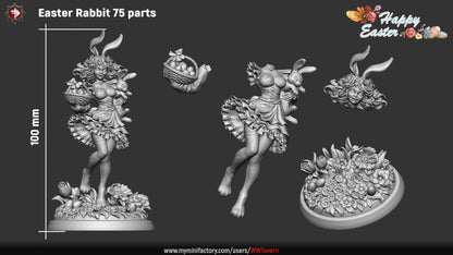 Easter Rabbit Bunny Girl | Gaming or Display Miniature | White Werewolf Tavern