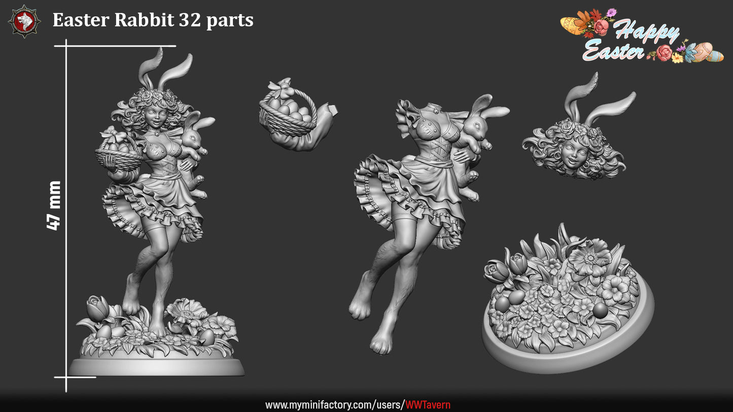 Easter Rabbit Bunny Girl | Gaming or Display Miniature | White Werewolf Tavern