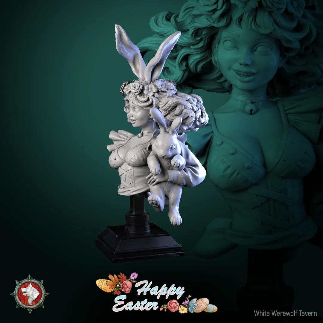Easter Rabbit Bunny Girl | Gaming or Display Miniature | White Werewolf Tavern