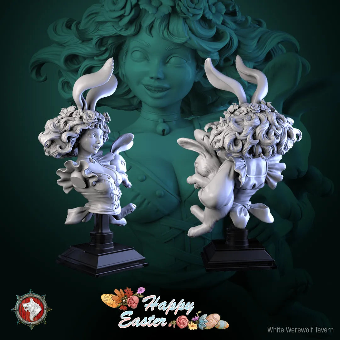 Easter Rabbit Bunny Girl | Gaming or Display Miniature | White Werewolf Tavern