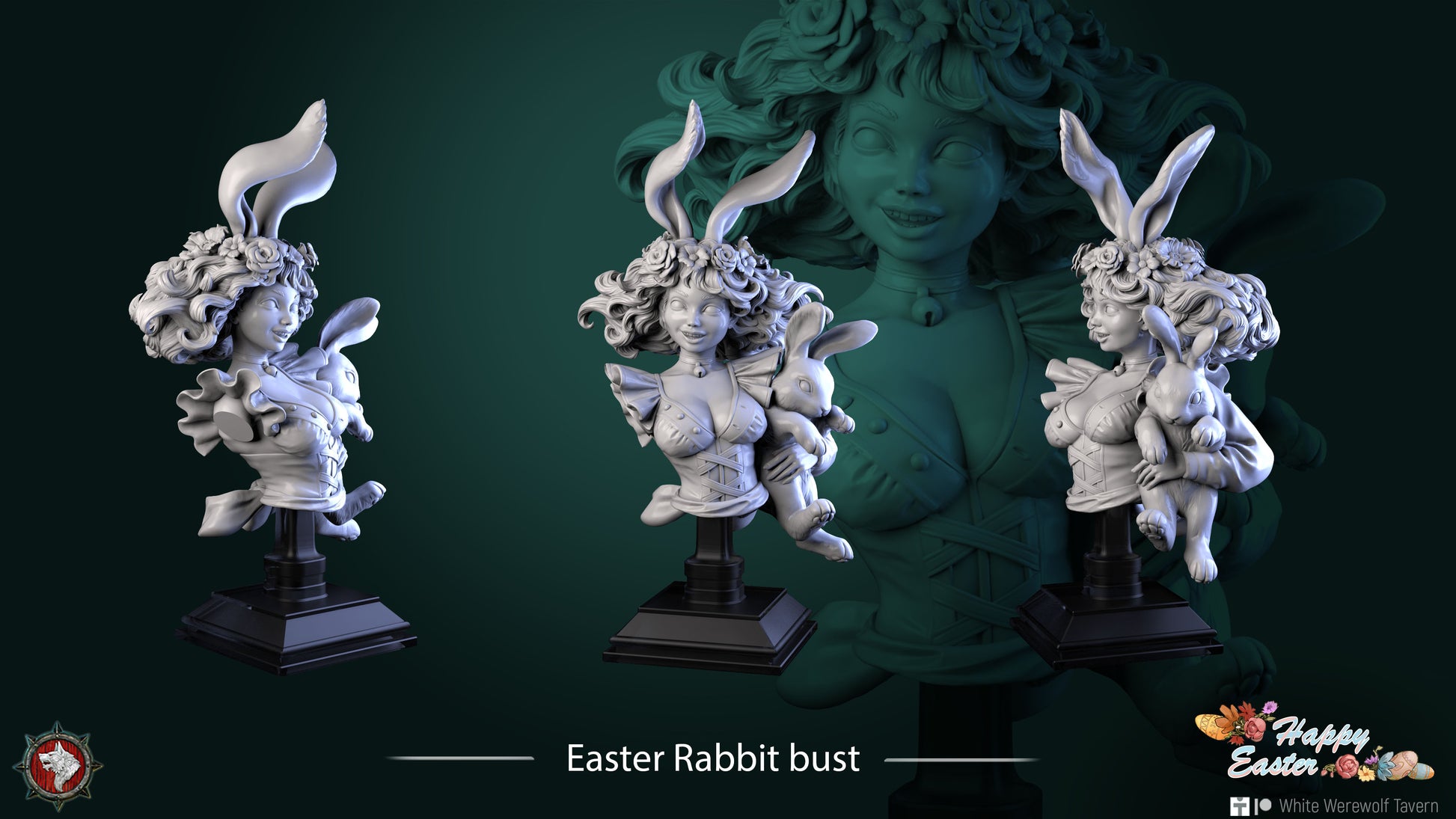 Easter Rabbit Bunny Girl | Gaming or Display Miniature | White Werewolf Tavern