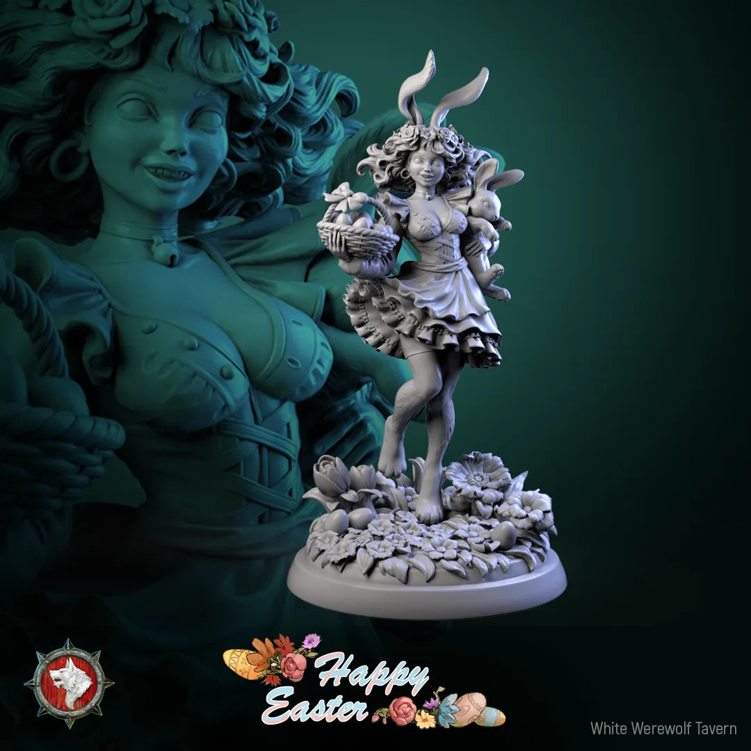 Easter Rabbit Bunny Girl | Gaming or Display Miniature | White Werewolf Tavern