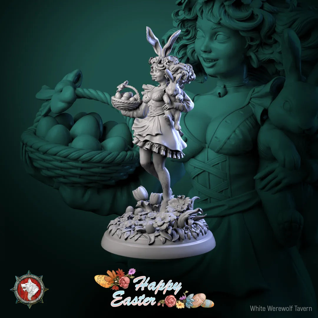 Easter Rabbit Bunny Girl | Gaming or Display Miniature | White Werewolf Tavern