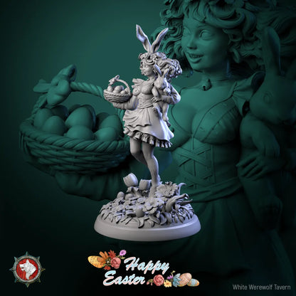Easter Rabbit Bunny Girl | Gaming or Display Miniature | White Werewolf Tavern