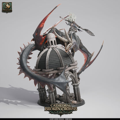 Rescaled Elder Cursed Dragon miniature for D&D TTRPG by Tattles Told 3D, detailed dragon figure on a base.