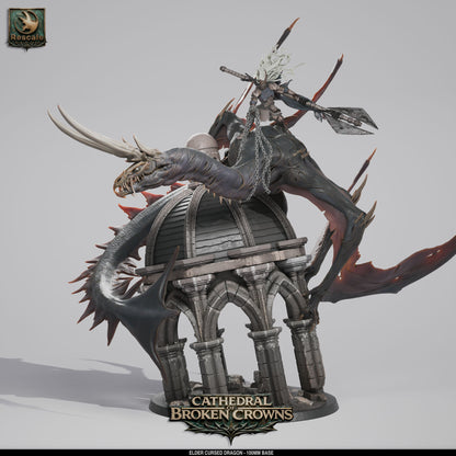Rescaled Elder Cursed Dragon miniature for D&D TTRPG by Tattles Told 3D, detailed dragon figure for tabletop gaming.
