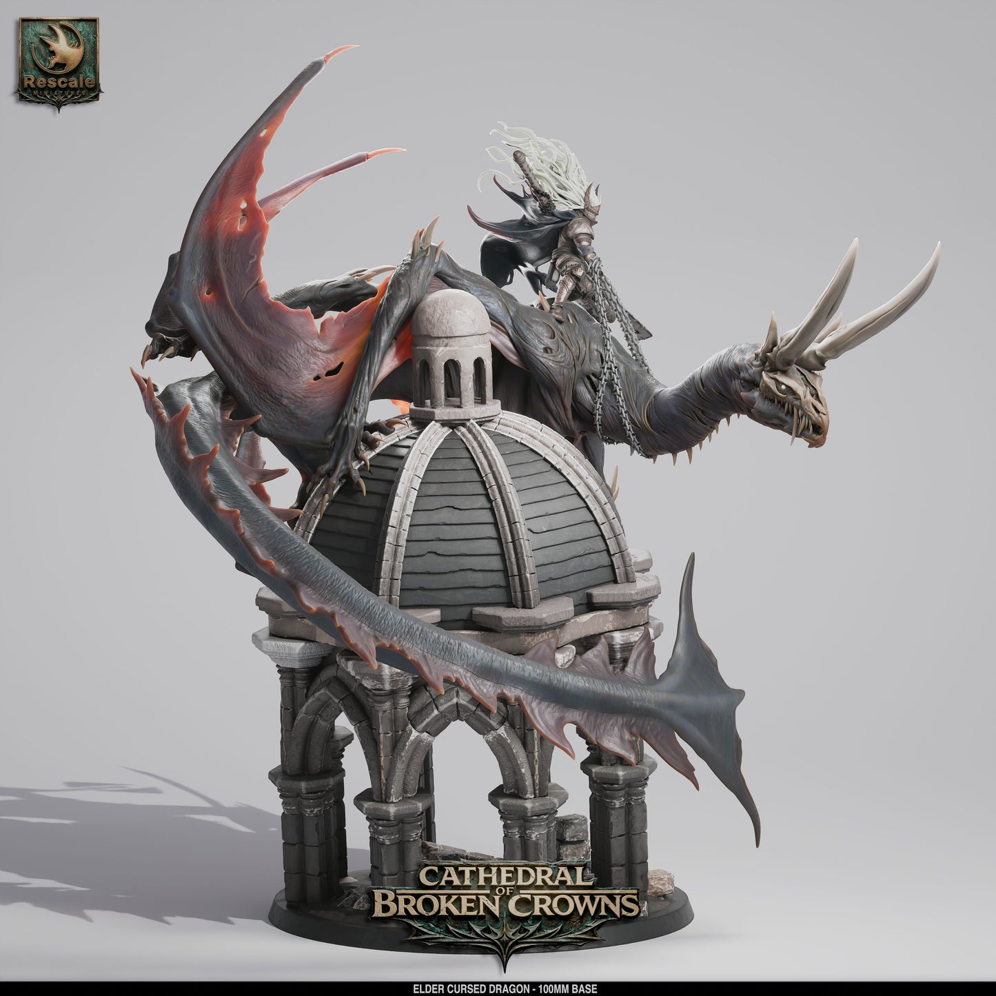 Rescaled Elder Cursed Dragon miniature from Tattles Told 3D for D&D TTRPG, detailed dragon figure with menacing features.
