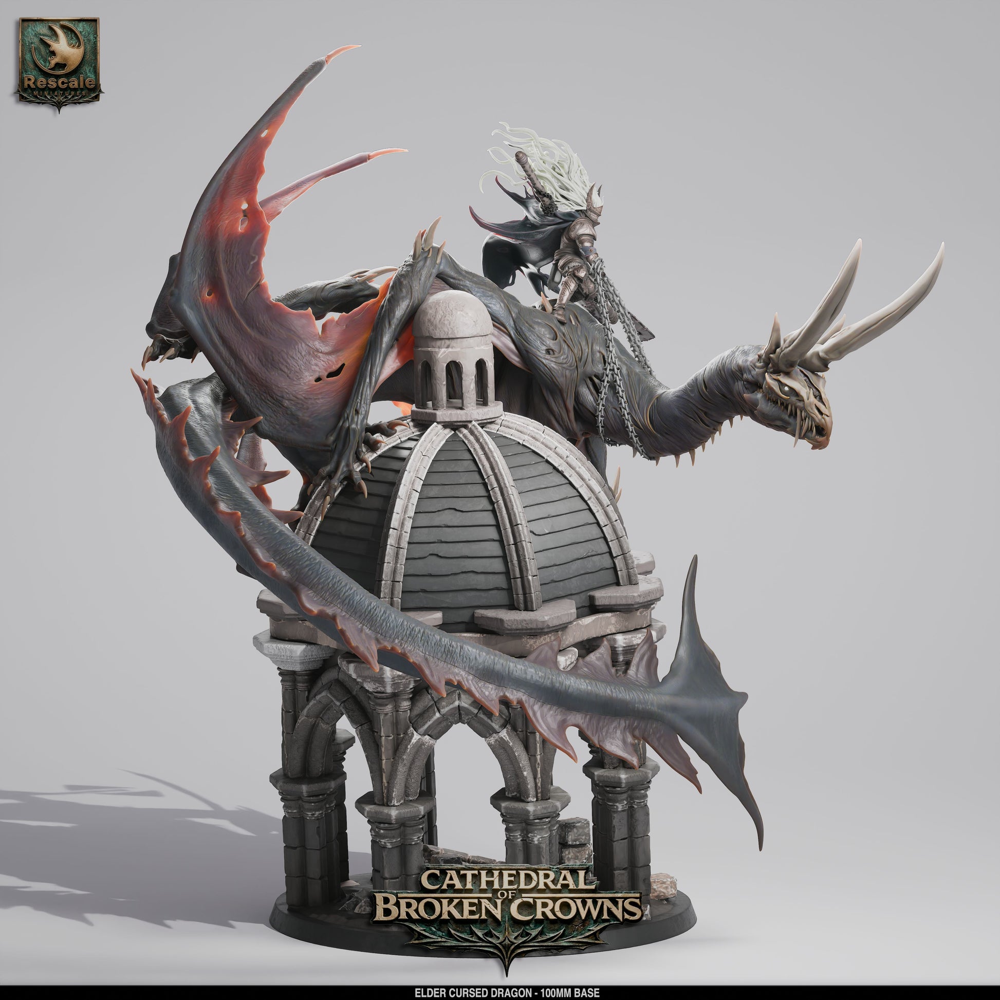 Rescaled Elder Cursed Dragon miniature from Tattles Told 3D for D&D TTRPG, detailed dragon figure with menacing features.