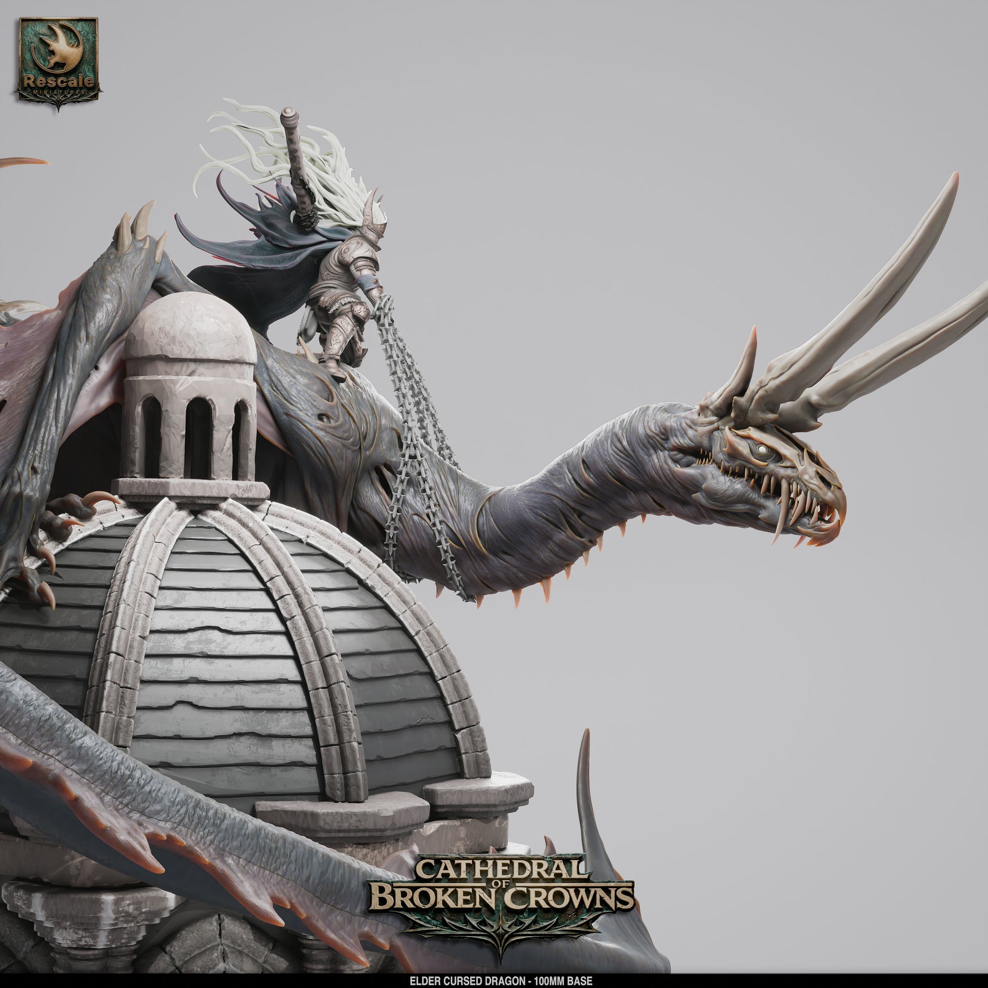 Rescaled Elder Cursed Dragon miniature for D&D TTRPG, detailed 3D printed miniature by Tattles Told 3D.