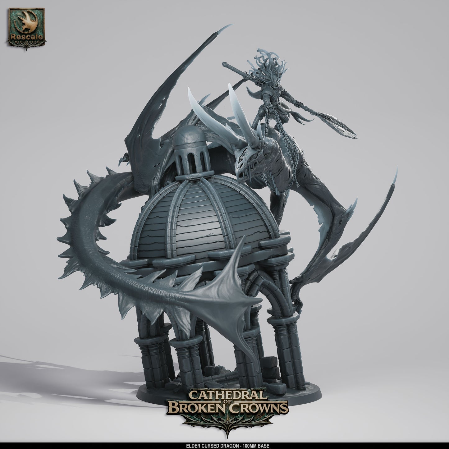 Plastic Elder Cursed Dragon miniature from Tattles Told 3D, detailed D&D TTRPG gaming figure for tabletop adventures.